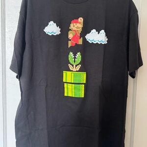 Mens Black Super Mario Pixel Graphic Tee